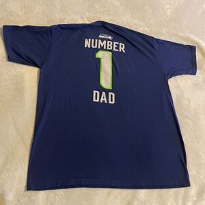 Seattle Seahawks NFL Pro Line Number One Dad T-Shirt - Mens‎ Large Blue Football